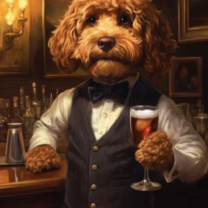 Cockapoo Having A Drink At The Bar