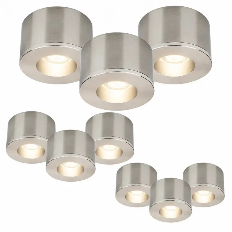 9er Set Malmbergs MD-31 LED-Spots aus Aluminium, dimmbar, für Einbau und Aufbau, IP44 und 55 mm Einbauöffnung