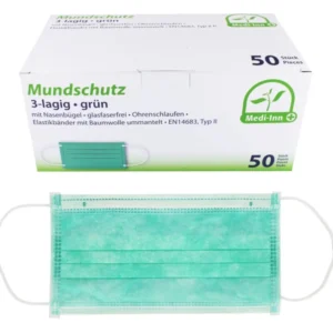 Medi-Inn Mundschutz Atemschutz mit Elastikbändern Typ II 3-lagig grün