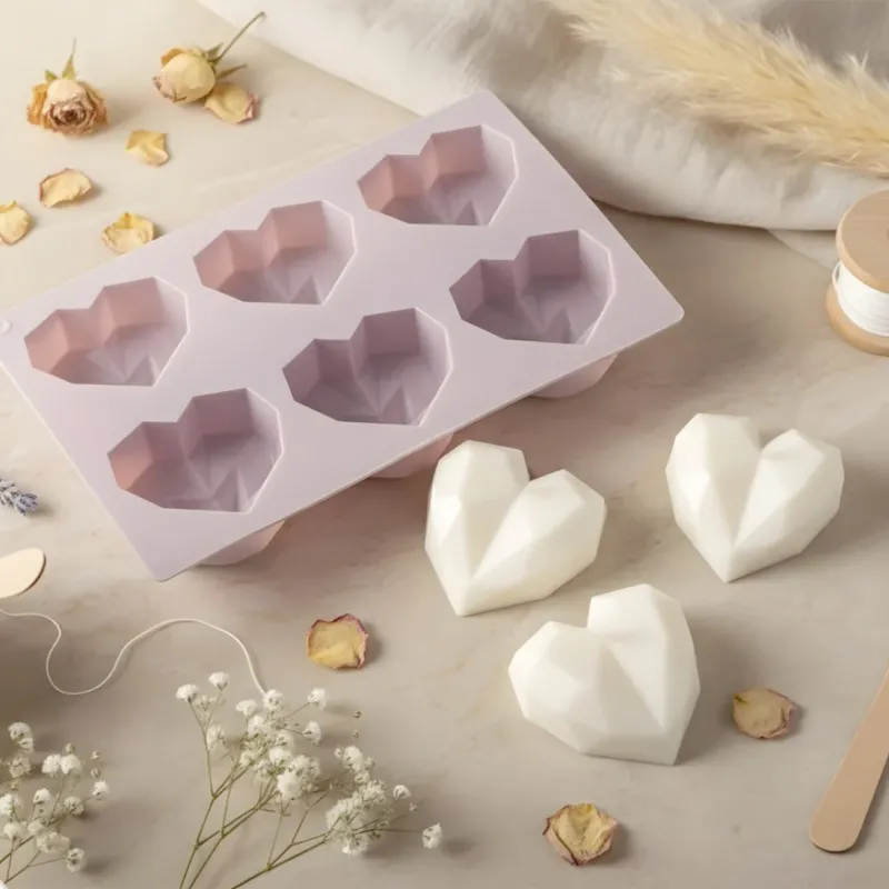 Moule design Coeur graphique - Silicone pour fabrication artisanale bougie cire DIY Terre de Bougies