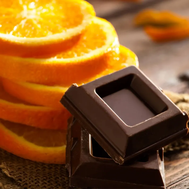 Chocolat noir et orange parfum gourmand de Grasse pour bougies fondants et diffuseurs