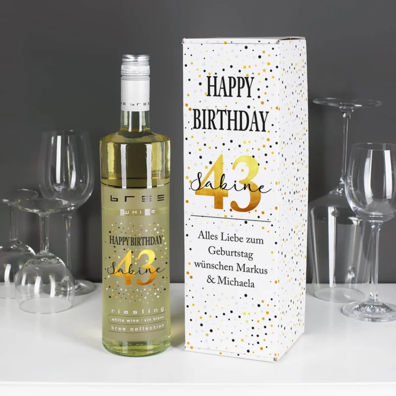 Persönlicher Wein zum Geburtstag mit passender Geschenkverpackung
