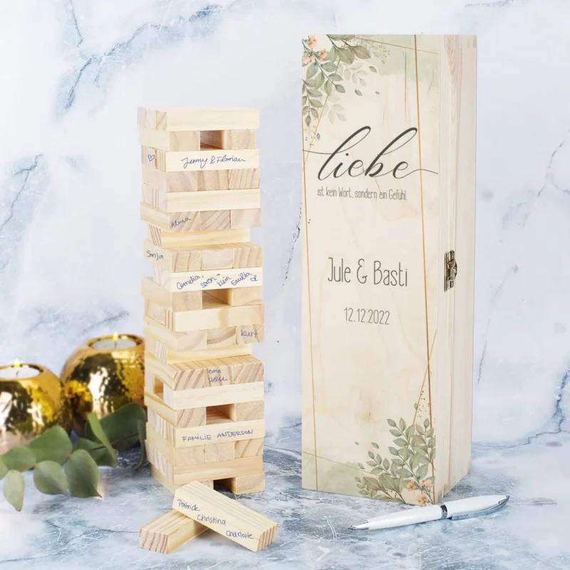 Gästebuch der anderen Art - Als Jenga Turm zur Hochzeit