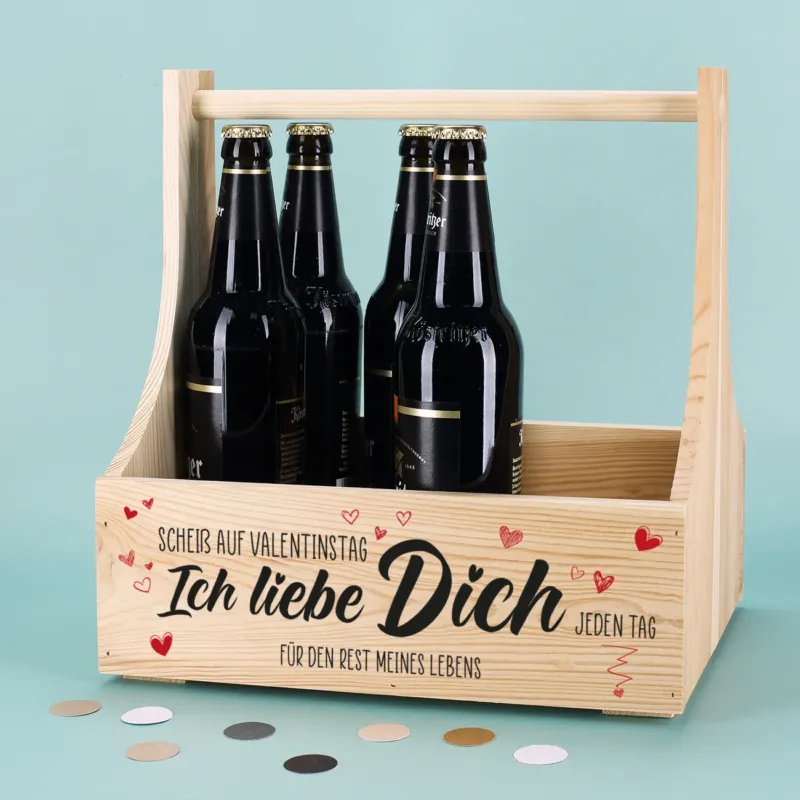 Scheiß auf Valentinstag Ich liebe Dich jeden Tag - Holzträger für Männer zum Valentinstag