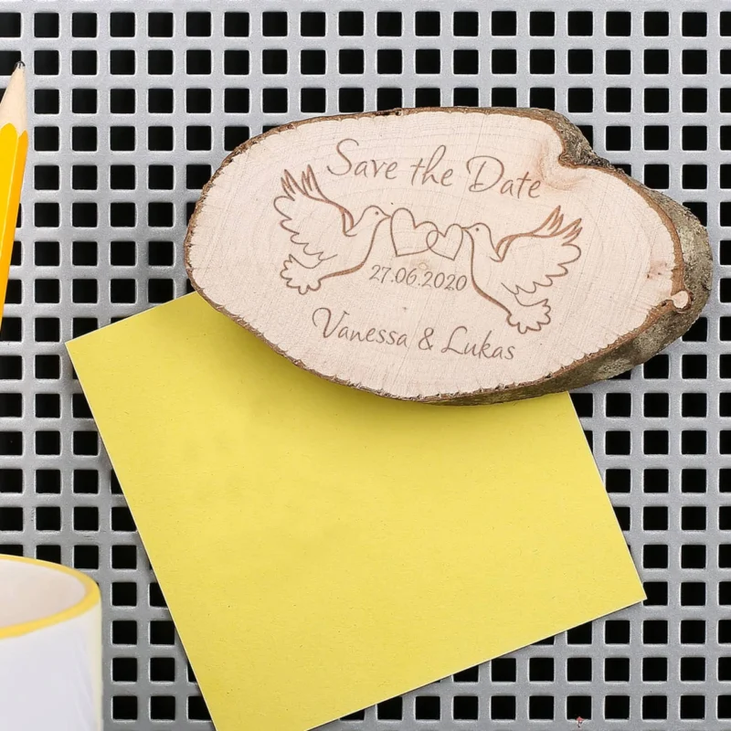 Save the Date Magnet mit Taubenmotiv