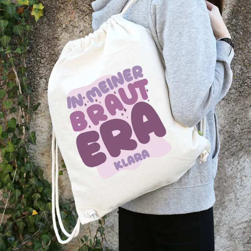 JGA Baumwoll-Rucksack mit Wunschname für die Braut-to-be | Schwarz & Natur – Bild 3