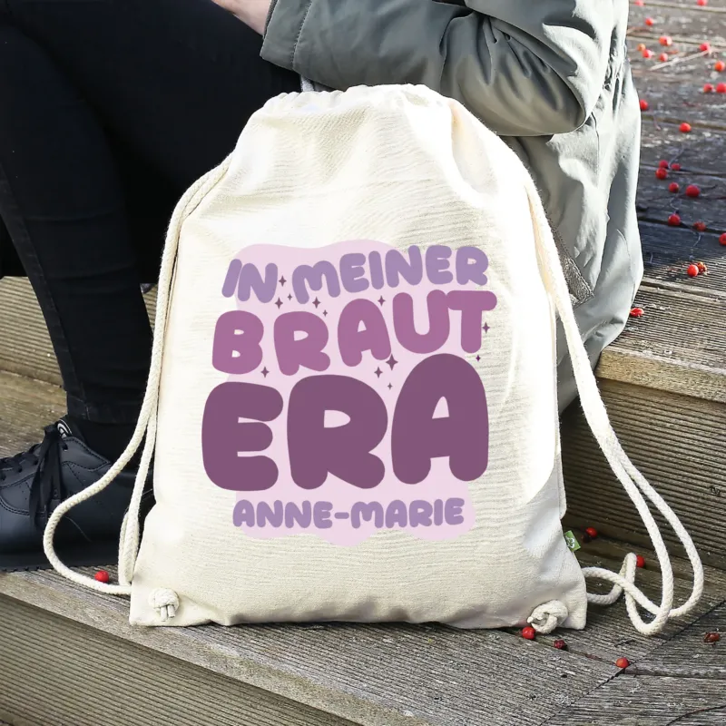 JGA Baumwoll-Rucksack mit Wunschname für die Braut-to-be | Schwarz & Natur – Bild 4