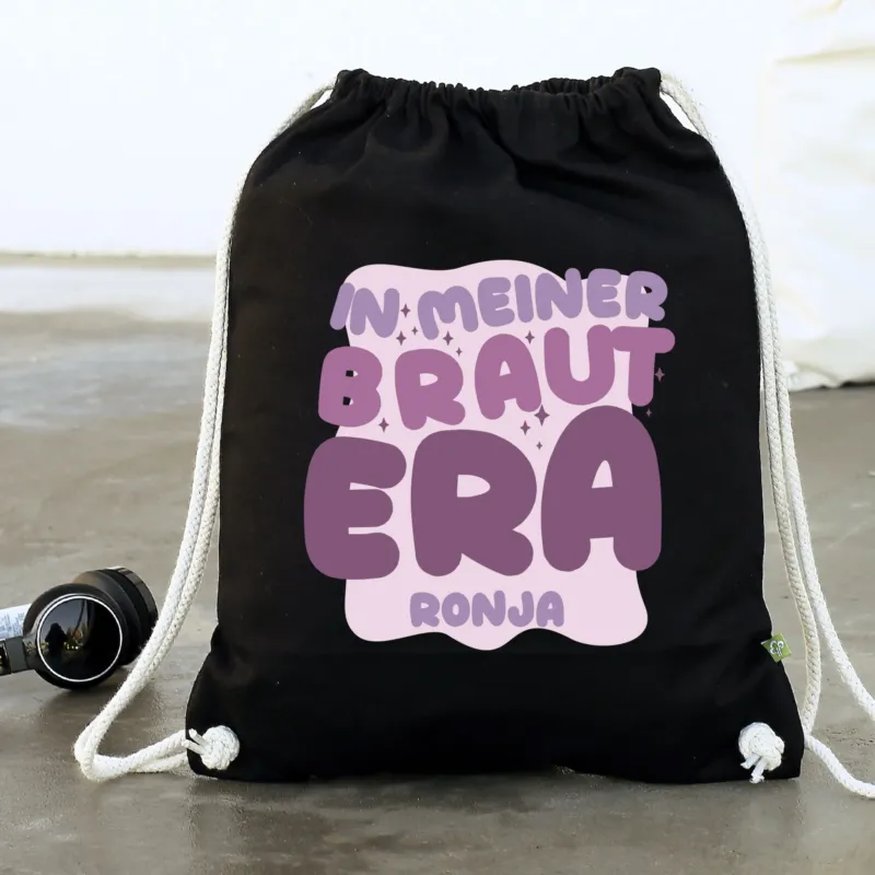 JGA Baumwoll-Rucksack mit Wunschname für die Braut-to-be | Schwarz & Natur – Bild 2