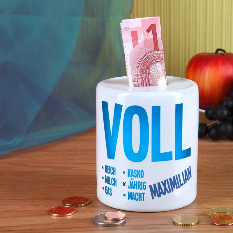 Bedruckte Spardose Volljährig