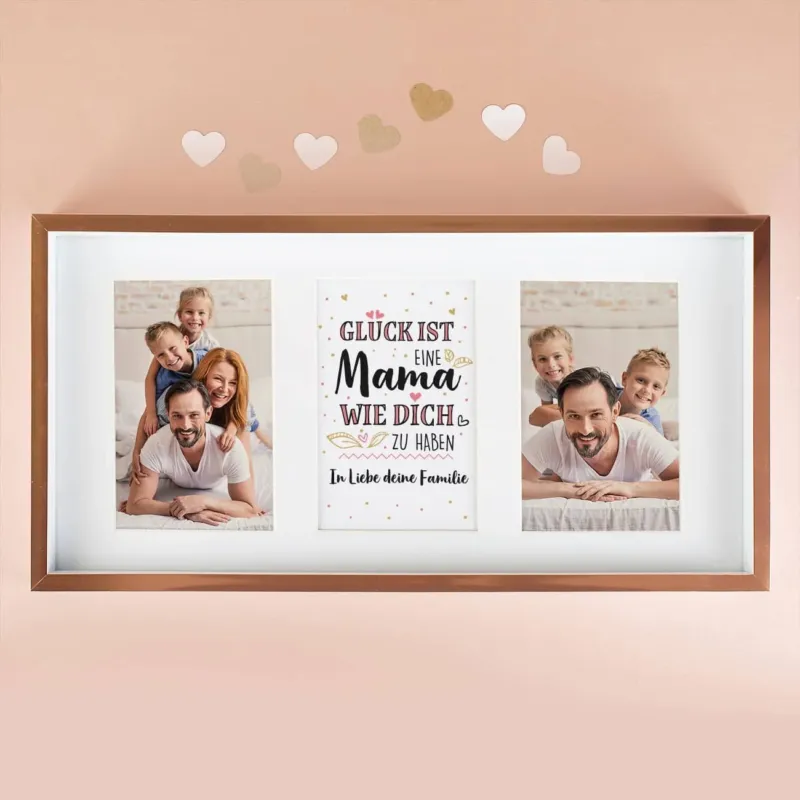 Bilderrahmen mit personalisiertem Poster mit 2 Fotos und Text nach Wunsch