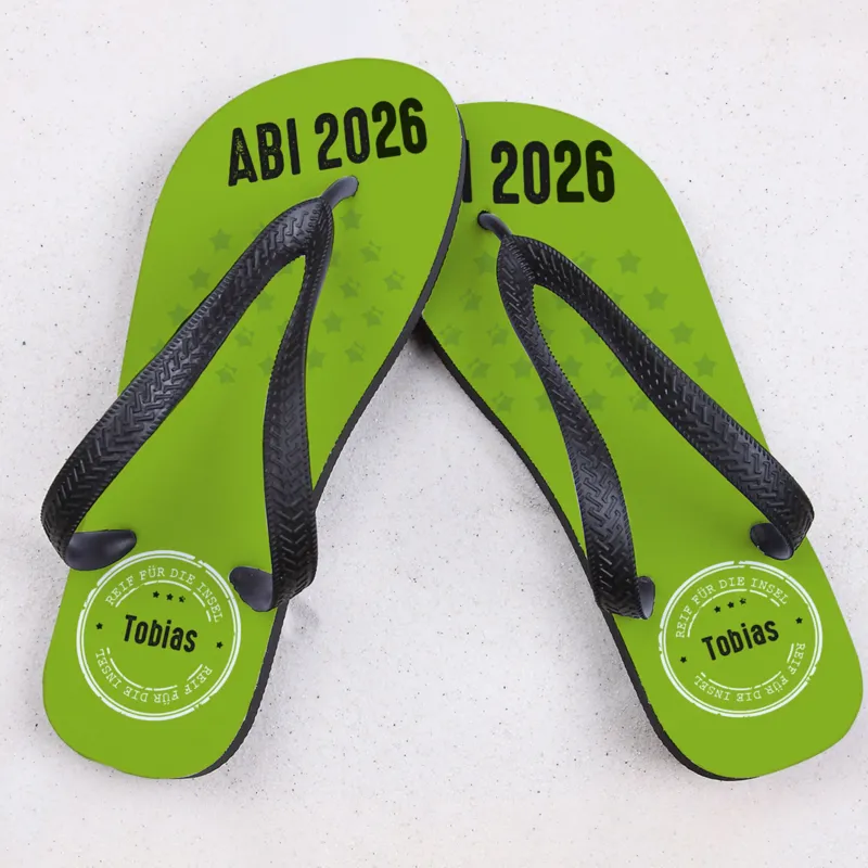 Abi Sandalen mit Name "Tobias" - Reif für die Insel