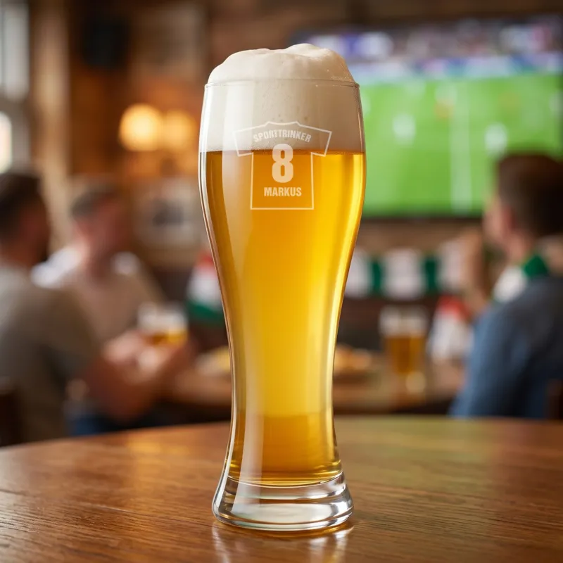 Weizenbierglas für Fußballfans mit persönlicher Gravur