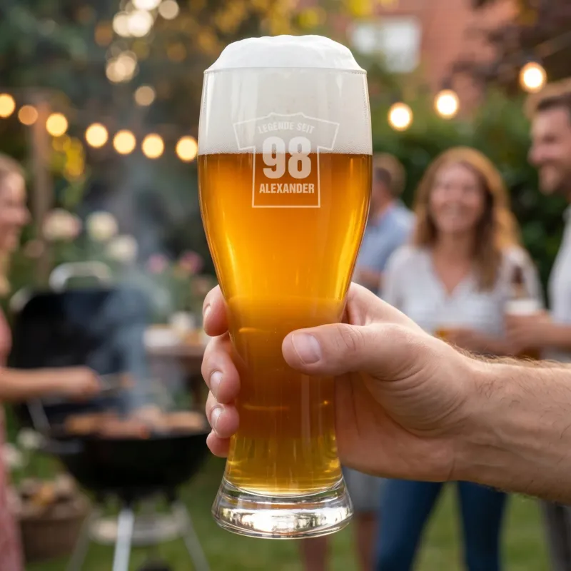 Weizenbierglas mit Trikot und Ihren Wunschdaten graviert
