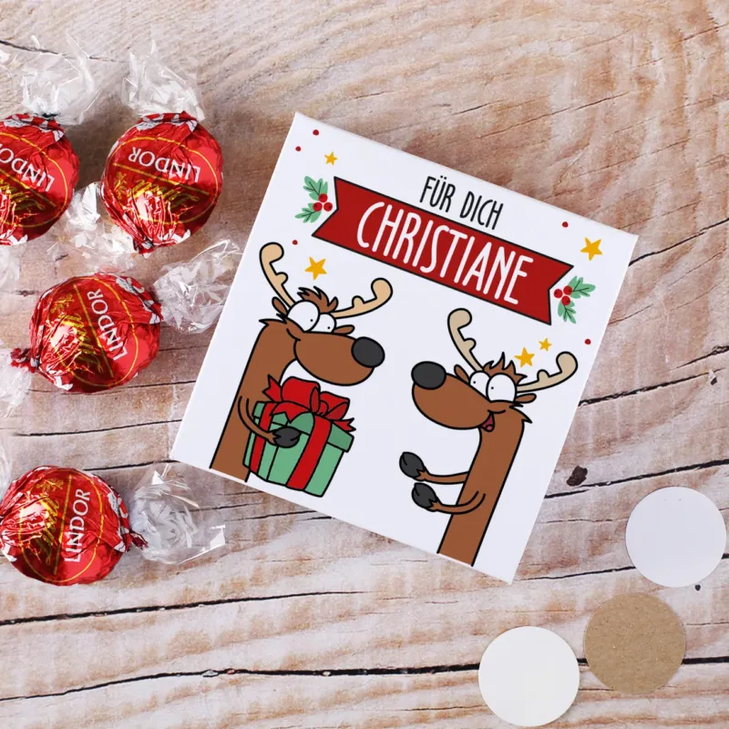 Eine Kleinigkeit zu Weihnachten - Faltschachtel mit 4 Lindorkugeln