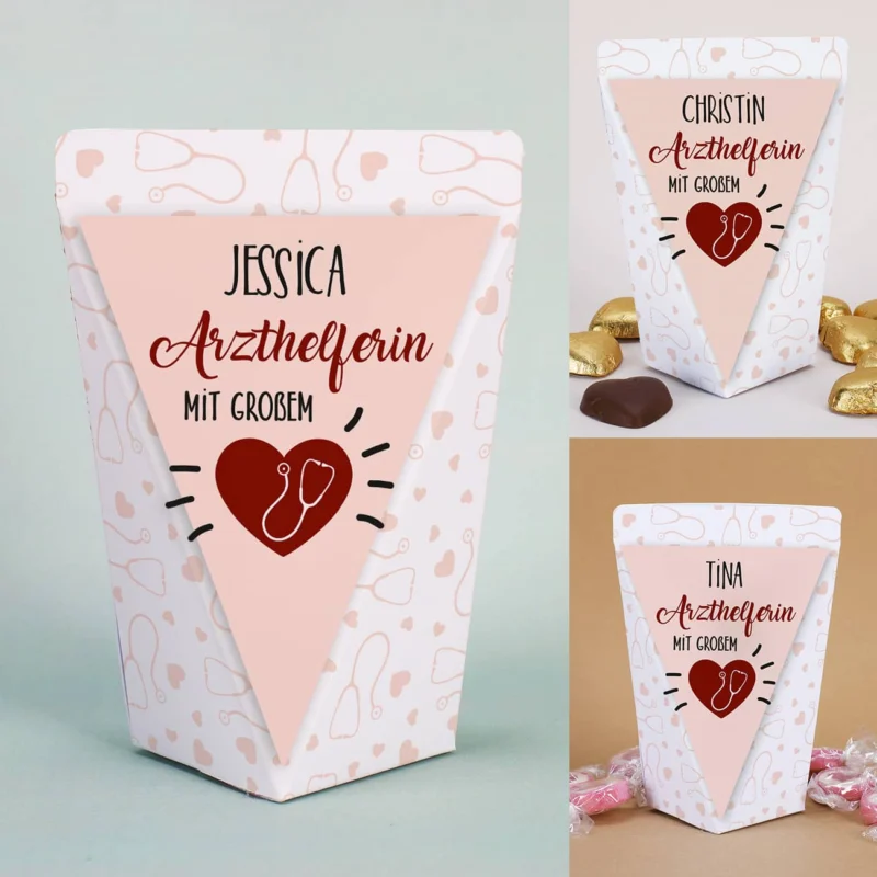 Geschenktüte für Arzthelferin ohne Füllung, mit Schokolade oder mit Bonbons