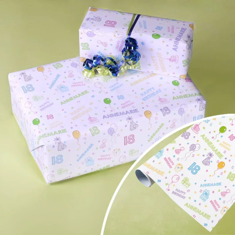 Geburtstags-Geschenkpapier mit Name und Alter