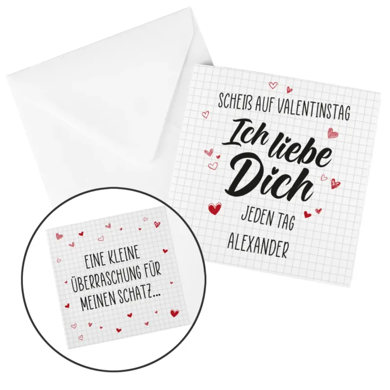 Gutscheinkarte - Scheiß auf Valentinstag ich liebe dich jeden Tag - mit Wunschtext – Bild 4