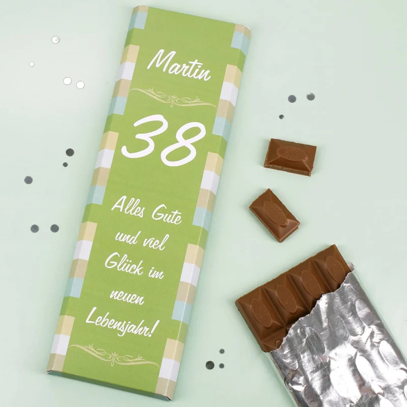 Geburtstagsschokolade mit personalisierter Banderole