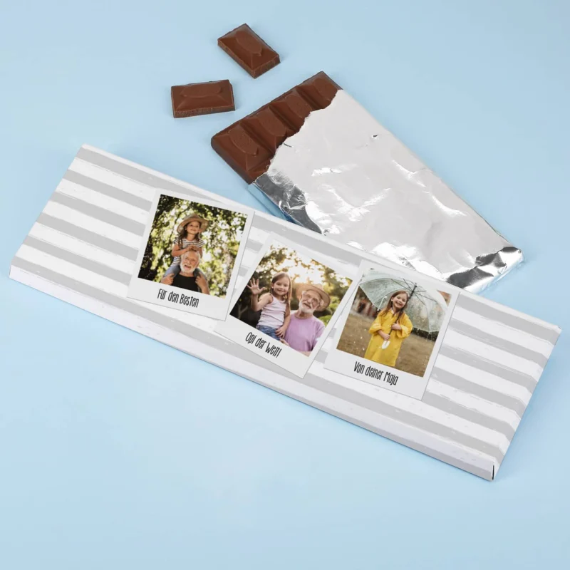 Personalisierte Schokolade mit Foto und Wunschtext