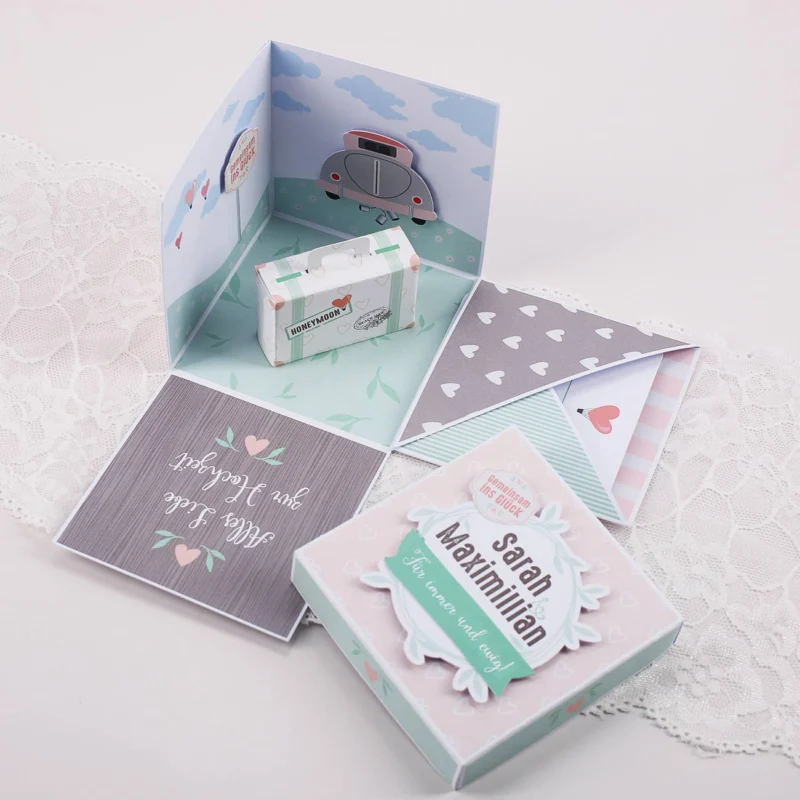 Überraschungsbox zur Hochzeit für Geldgeschenk, Gutscheine und Glückwünsche