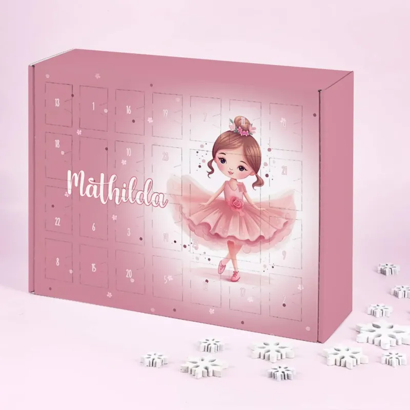 DIY Ballerina Adventskalender aus Pappe mit Name personalisiert