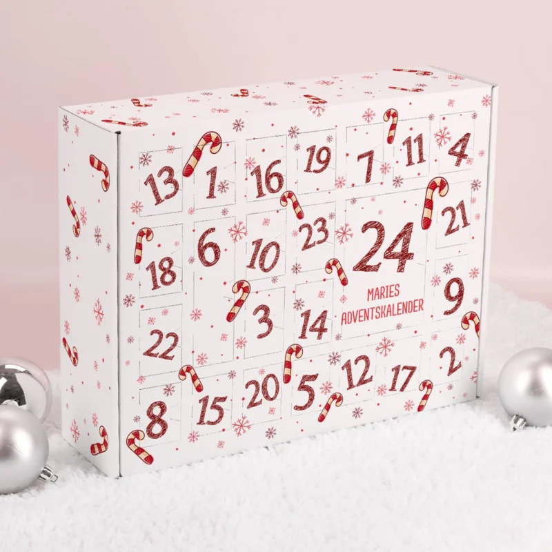 Adventskalender mit Zuckerstangenmotiv zum selbst befüllen
