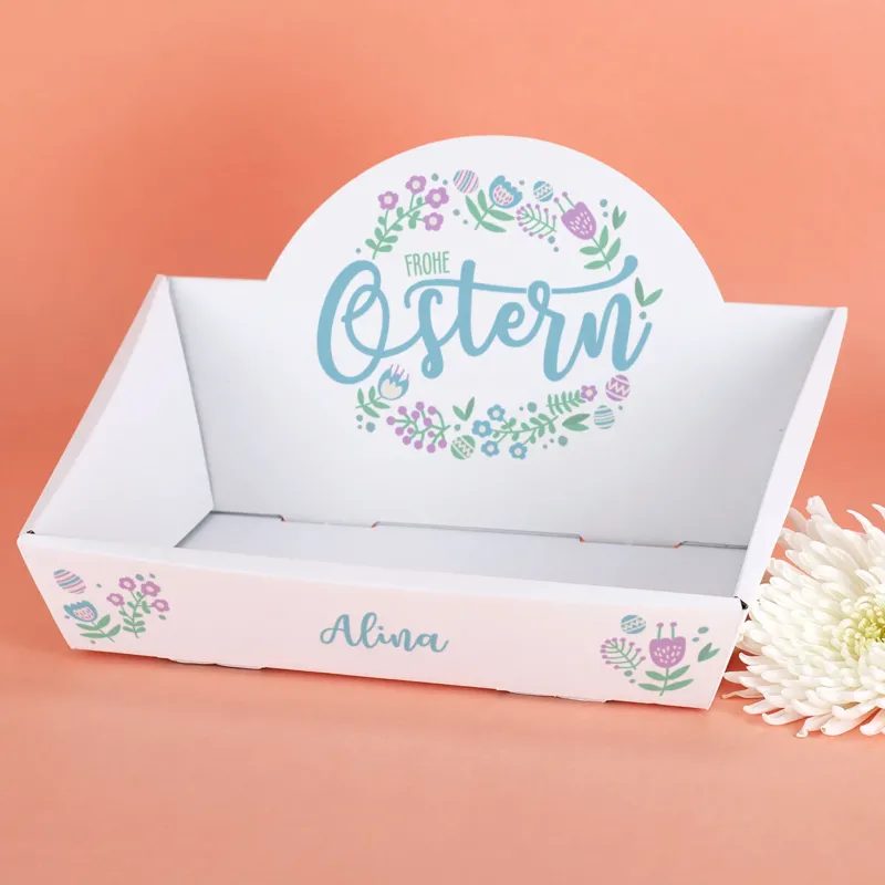 Personalisierter Osternest-Geschenkkorb mit Namen | Frohe Ostern Motiv