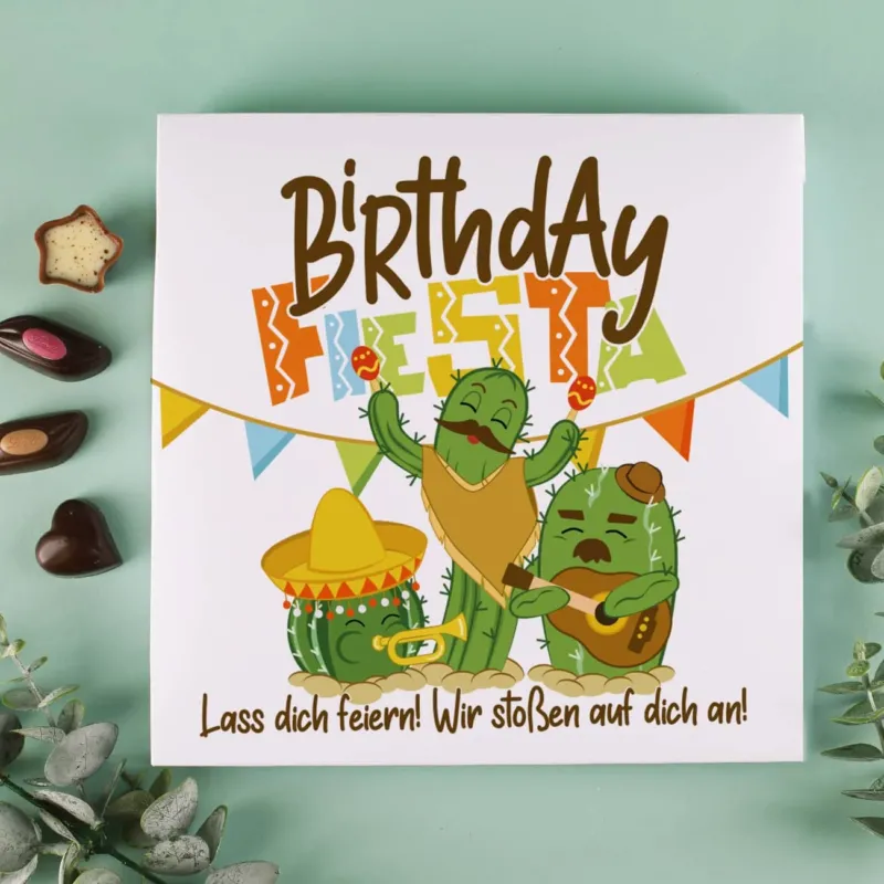Birthday Fiesta - 32 Lindt Pralinen ohne Alkohol mit Wunschtext personalisiert