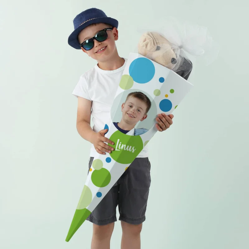 Schultüte für Jungen mit Foto und Name