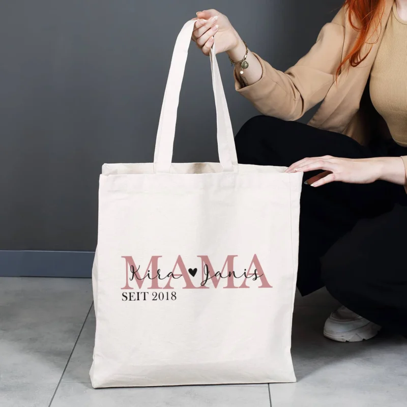 Einkaufstasche mit persönlichem Aufdruck "Mama seit..."