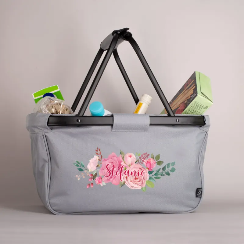 Praktischer Einkaufskorb mit Blumenbouquet und individuellem Aufdruck – Bild 3