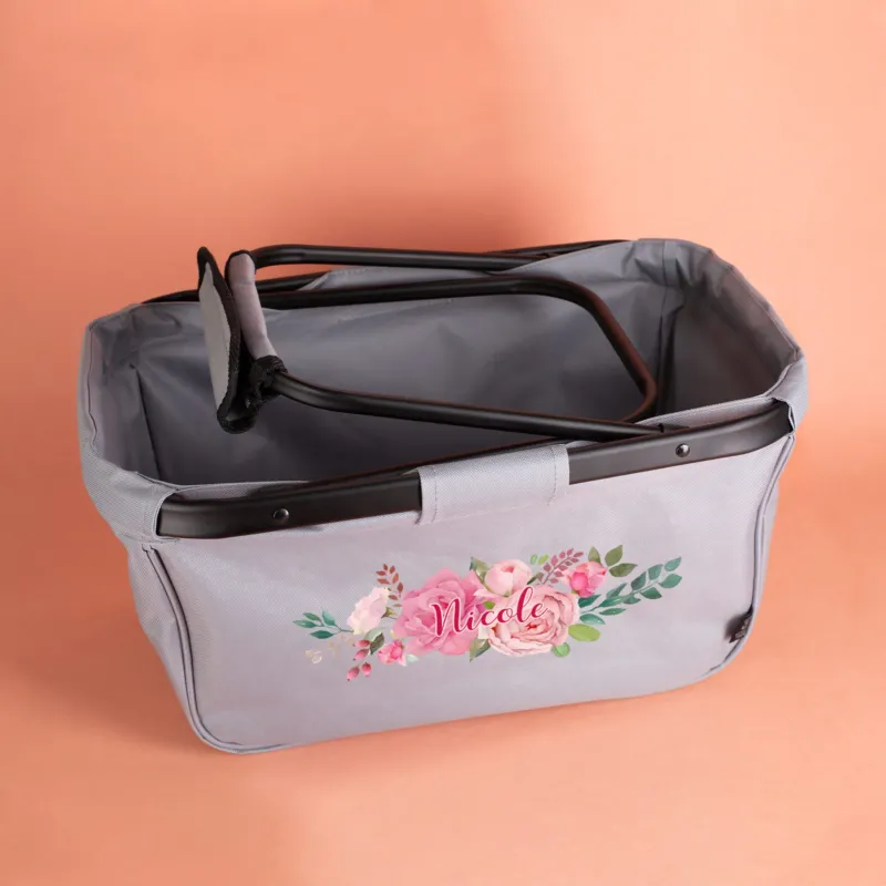 Praktischer Einkaufskorb mit Blumenbouquet und individuellem Aufdruck – Bild 2