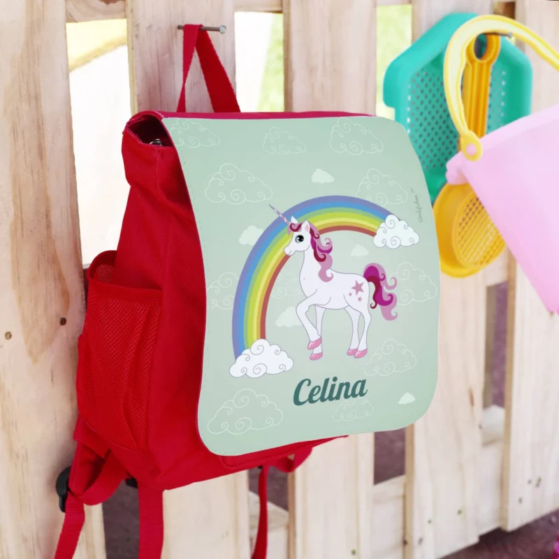 Kindergartentasche mit Einhornmotiv und dem Namen des Kindes