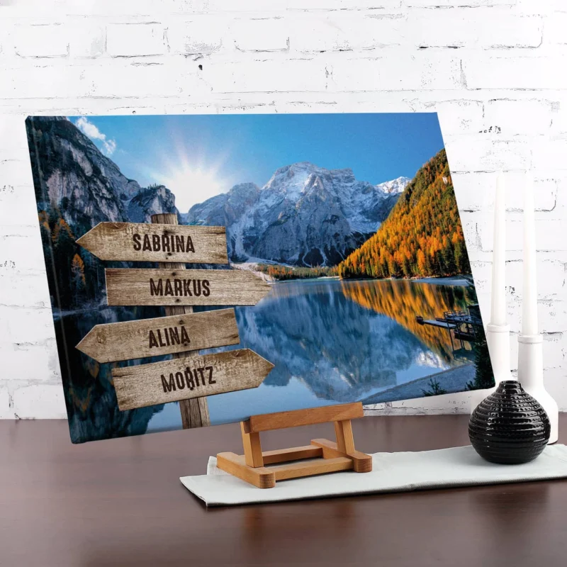 Berge - Leinwand mit 4 Namen oder Daten