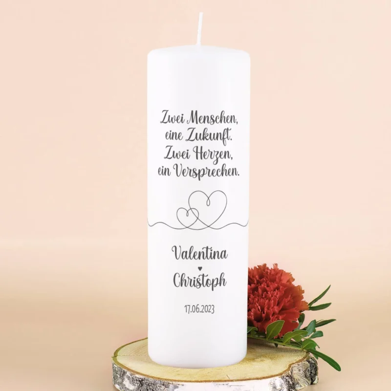 Hochzeitskerze personalisiert mit Namen und Datum