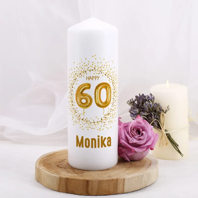 Happy 60 - Geburtstagskerze mit Name
