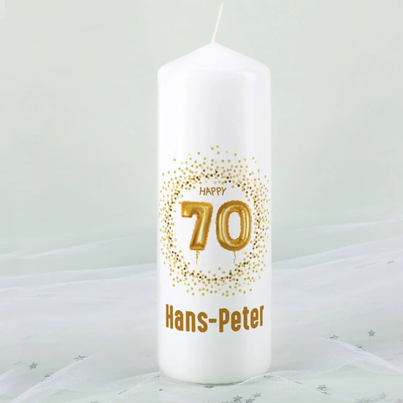 Geburtstagskerze zum 70. Geburtstag mit Name bedruckt