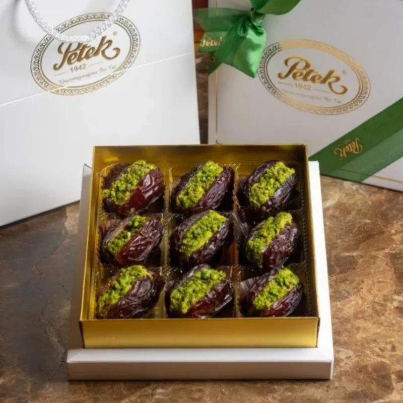 Petek 1942 Pistachio Cream and Kadayif Filled Dates 350g - Gourmet Date Dessert with Gaziantep Pistachios - Exporgin - Global Shopping Site