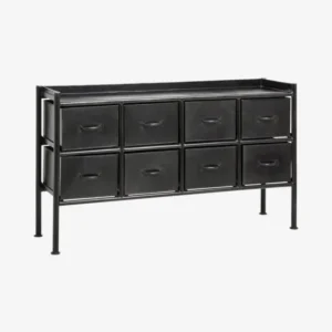 PORTLAND skænk i jern m/8 skuffer - 66x116 cm - sort - nordal.dk