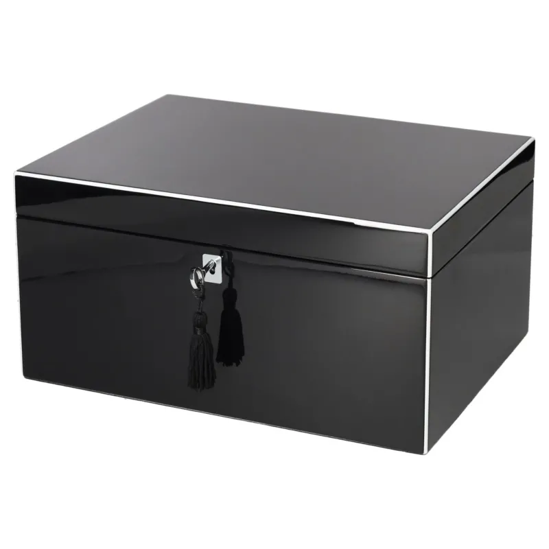 Schmuckbox L in Schwarz mit Schloss für elegante Schmuckaufbewahrung