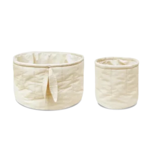 SET OF TWO QUILTED BASKETS NATURAL