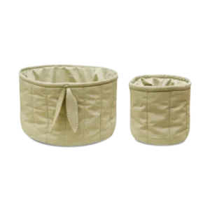 SET OF TWO QUILTED BASKETS OLIVE