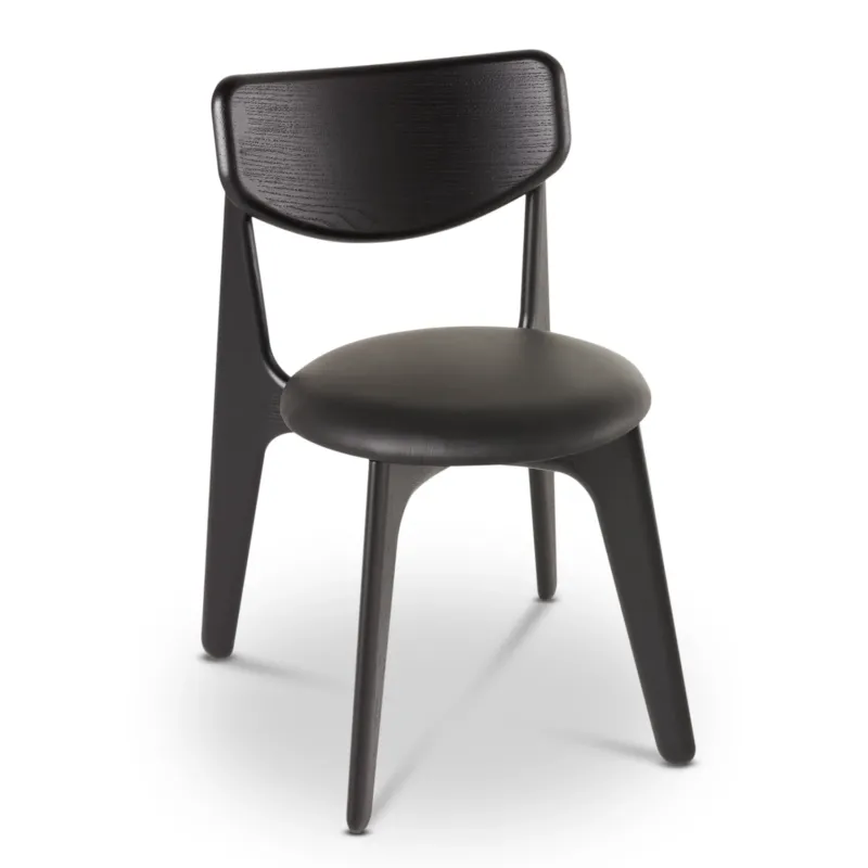 Slab Dining Chair – Black Brushed Oak & Black Leather