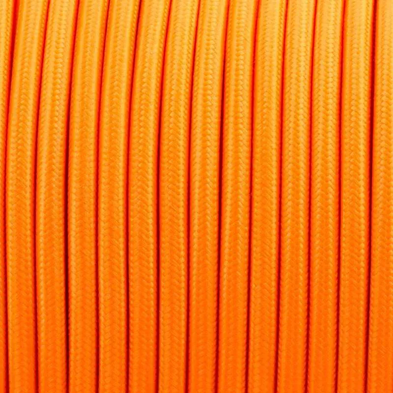 Vintage 3-adriges Stromkabel in Orange – Rundkabel für Beleuchtung, DIY-Projekte, Textilkabel für Innenräume