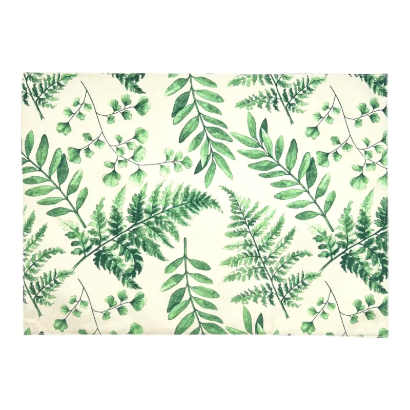 Tischset mit Blätterprint 2er-Pack, weiss/grün, 33x45 cm, Oekotex 100 -KAKTOS Pflanzen & Zubehör