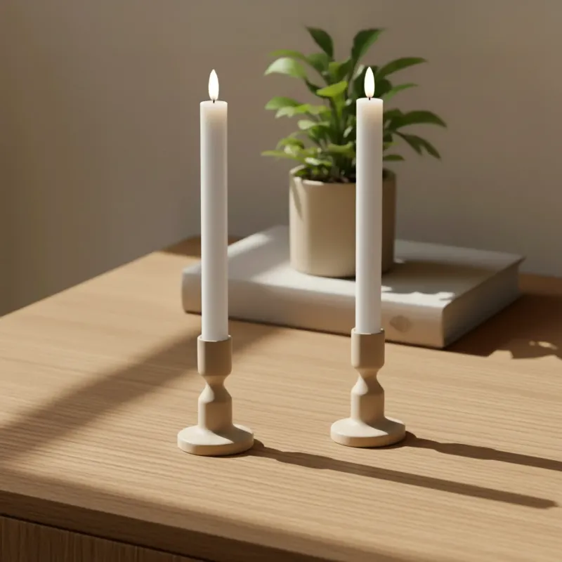 LED Stabkerzen 2 stück D2,2 x 24 cm weiß - 3D Flamme - Delight By Deluxe Homeart Deluxe Homeart