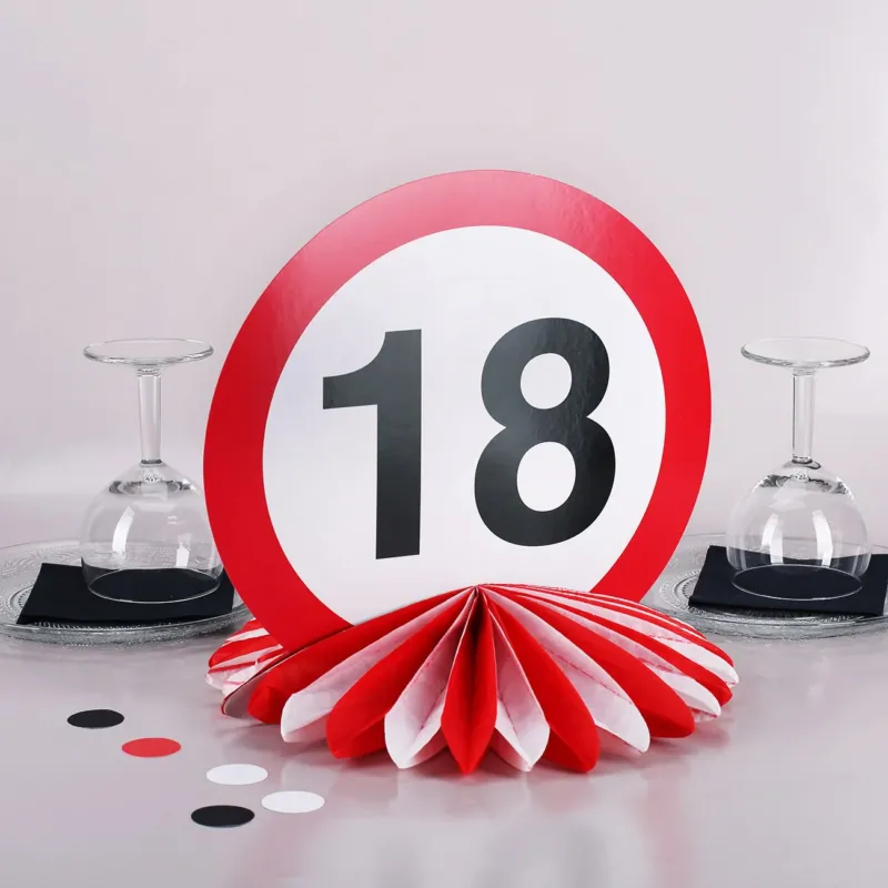 Tischdekoration zum 18. - Verkehrszeichen