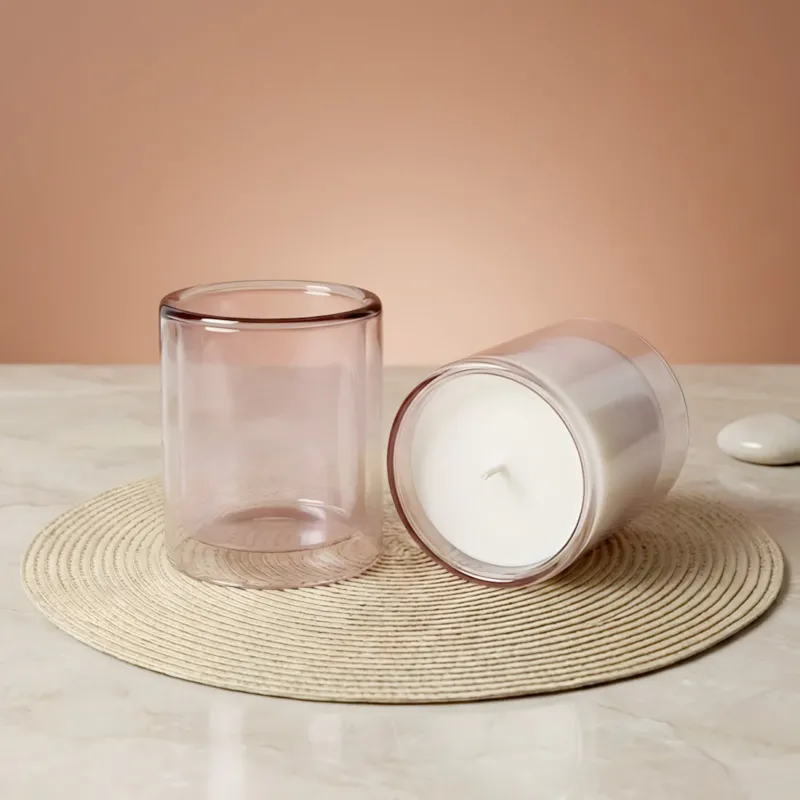 Verre bougie Violet Transparent double paroi - 400 ml contenant pour bougie artisanale fabrication maison Terre de Bougies