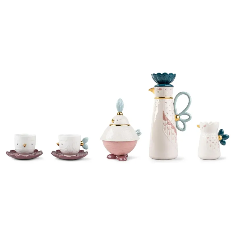 Kawki Kaffee-Set Porzellan-Set mit Goldluster verziert