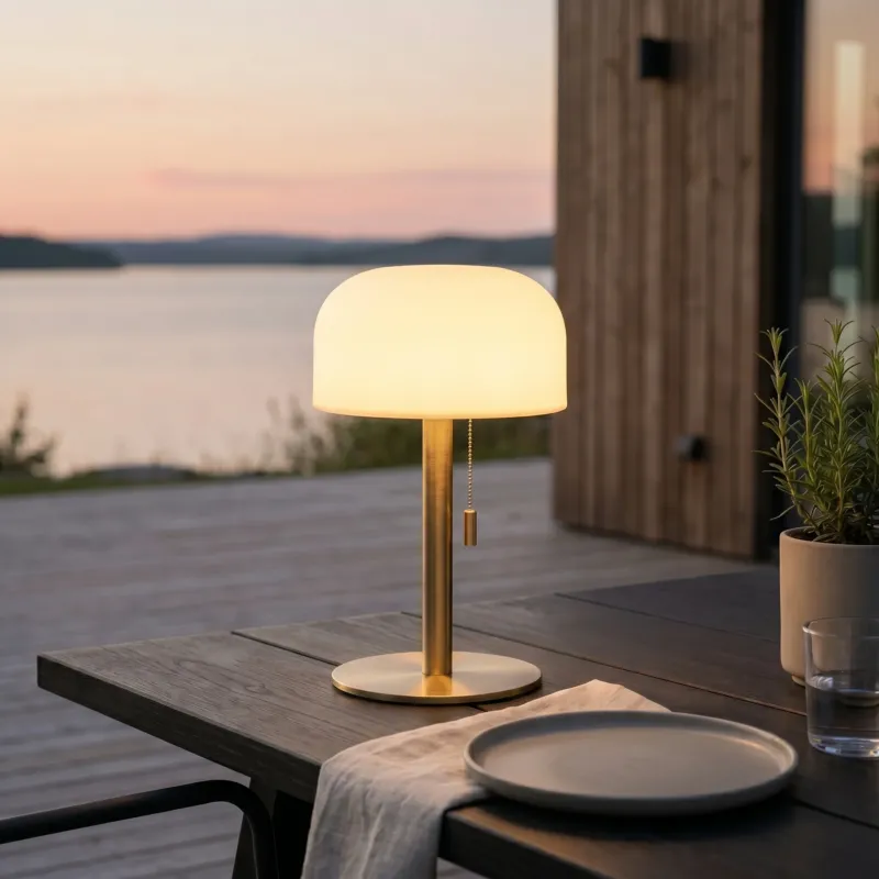 Nordic Flame Kabellose LED-Tischleuchte – 26 cm Messing – inkl. Fernbedienung